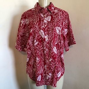 Jones NY Size 1X Red White Cotton Shirt